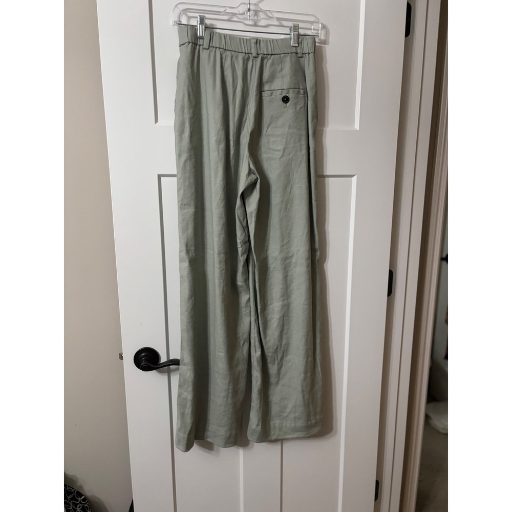 Maeve Anthropologie Sage Green Linen Blend Wide Leg Pleated Pants MP OB2056089 - Picture 2 of 6